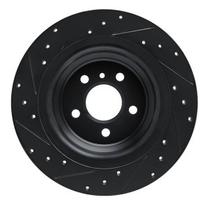 Mercedes-Benz GLE350 Brake Rotor (1) - Rear Right - R1 Concepts - Drilled & Slotted - Black - `12-`18